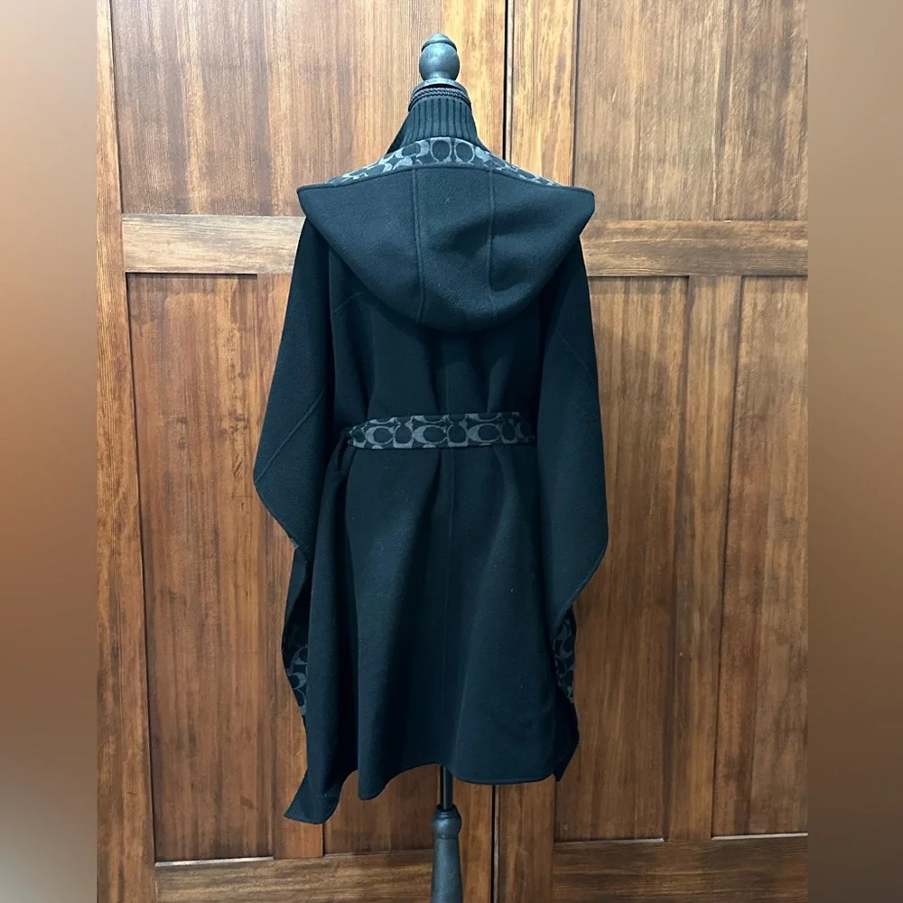 Coach Black Women's Sweater Cape with Belt - Picture 2 of 11
